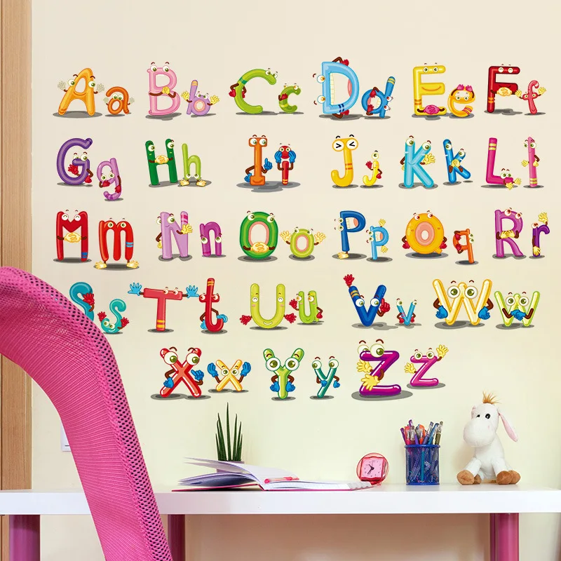 animals style 26 alphabet letters wall stickers baby living rooms nursery home decor kids education decals self adhesive | Дом и сад