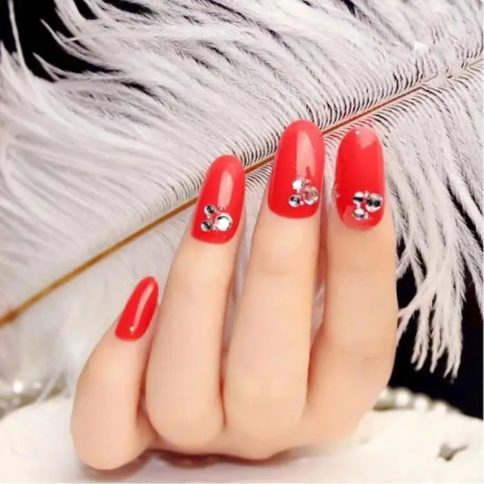 24 шт женские поддельные ногти прозрачные цветочные бусины Декор DIY невесты накладные ногти@ ME88