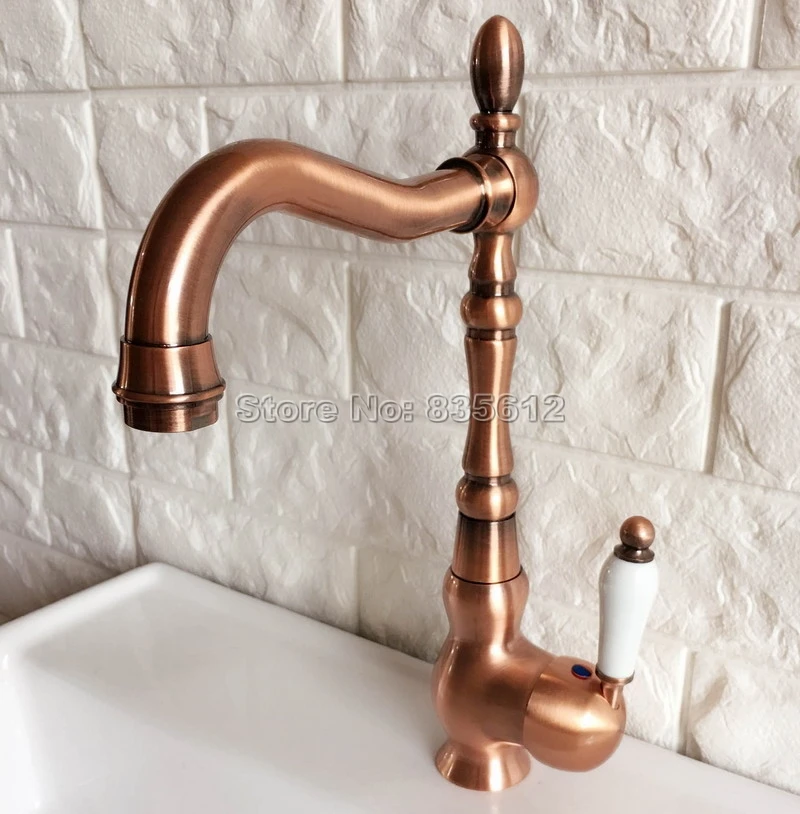 Современный Античный смеситель для холодной и горячей воды из красной меди
