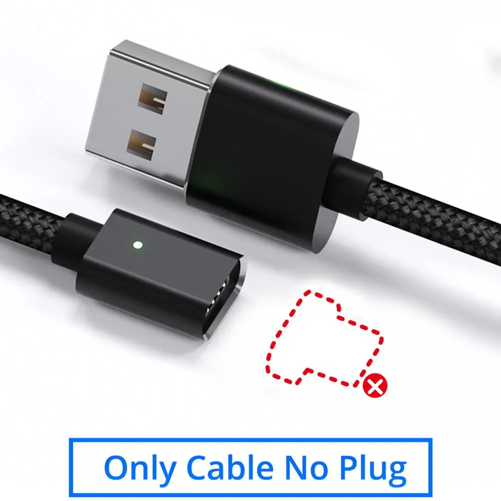 GUUGEI Магнитный usb кабель для зарядки type-C кабель для быстрой зарядки 3,0 type-C кабель для быстрой зарядки и синхронизации данных нейлоновые кабели для мобильных телефонов - Цвет: Black Cable No Plug