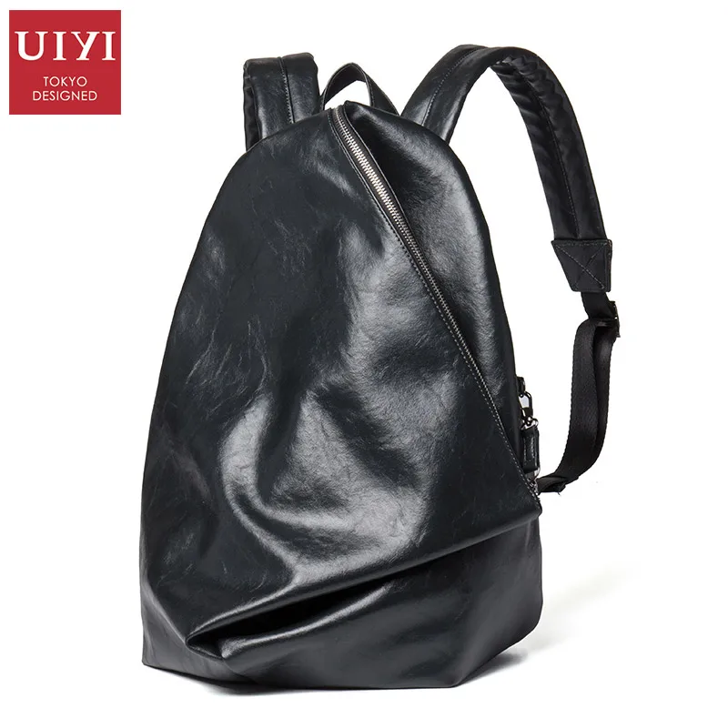 UIYI Марка алмаз Для мужчин PU черный рюкзак Анти Вор доказательство воды пакет 14'