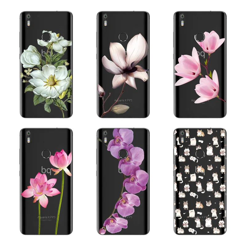 Мягкий чехол из ТПУ для BQ Aquaris x pro v plus u2 lite x5 с цветочным рисунком u защитный