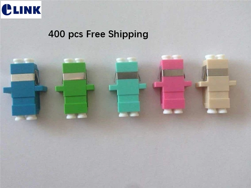 

400pcs LC fiber adapter duplex blue gray green aqua Pink SM MM OM3 OM4 APC LC DX optical connector ftth coupler two part 0.2dB