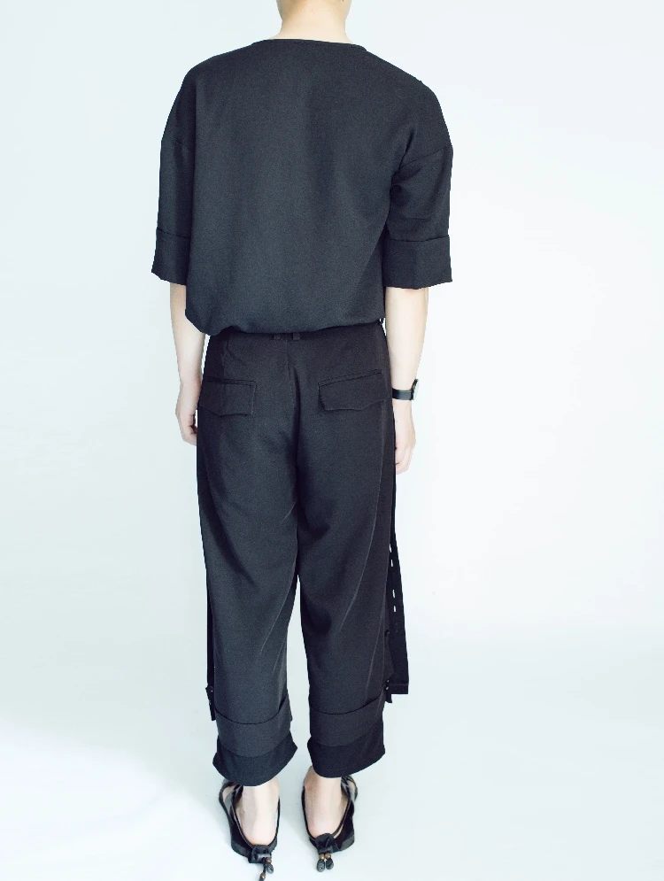 

Homemade original dark casual wrinkle design short-sleeved T-shirt with cold wind and a variety of personality jacket. S-6XL