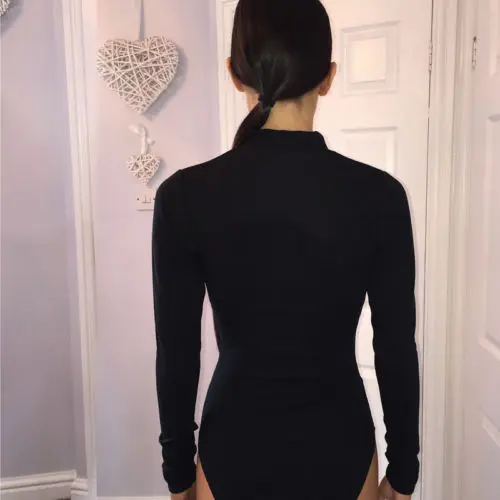 Новая женская с длинным рукавом Bodycon бинты боди комбинезон тонкий короткий