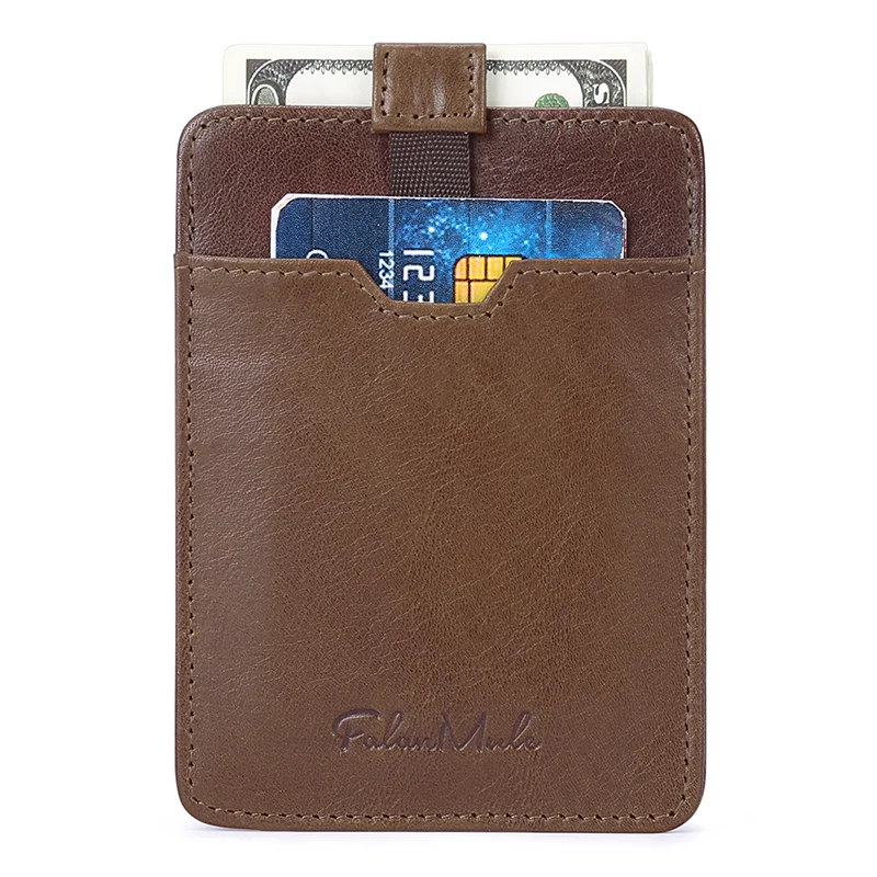 Falan Mule RFID Кожаный Бумажник анти супер тонкие карты Чехол верхний слой яловая