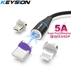 Магнитный кабель KEYSION USB Type-C, 5 А, Micro USB, для Huawei, Samsung, Xiaomi, iPhone XR, XS