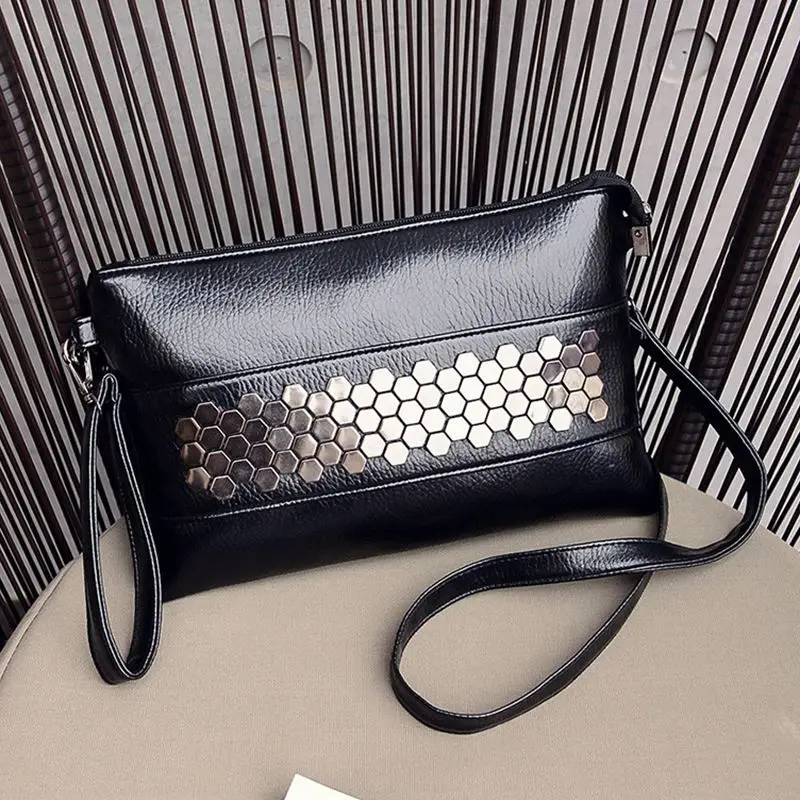 Женская вечерняя сумка клатч YBYT повседневная из искусственной кожи с заклепками