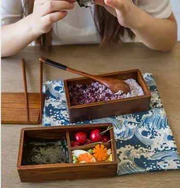 Экологичный Ланч бокс в японском стиле миска из натурального дерева коричневого