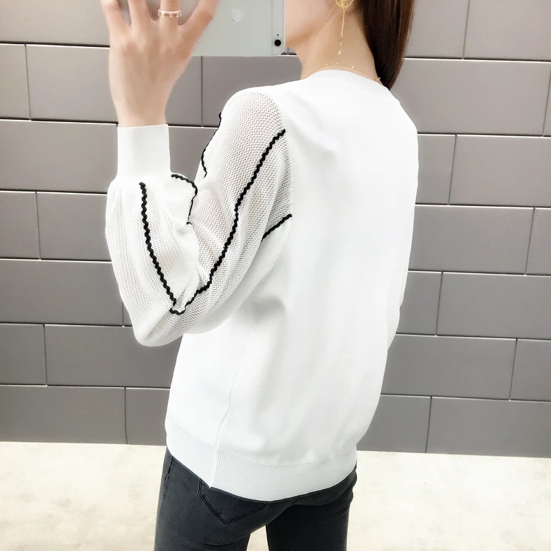 Spring and summer new chiffon lace sleeves thin sweater solid color loose wild bottoming shirt women coat | Женская одежда