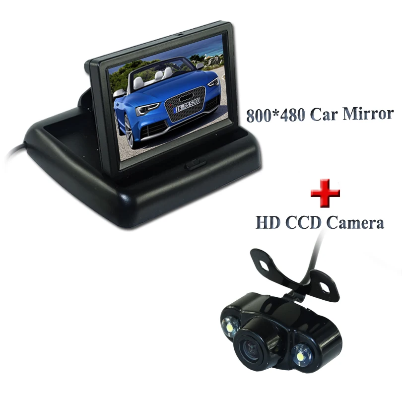 

Apply to kinds of cars include 170 angle hot selling car rearview camera with 4.3" car monitor foldable type