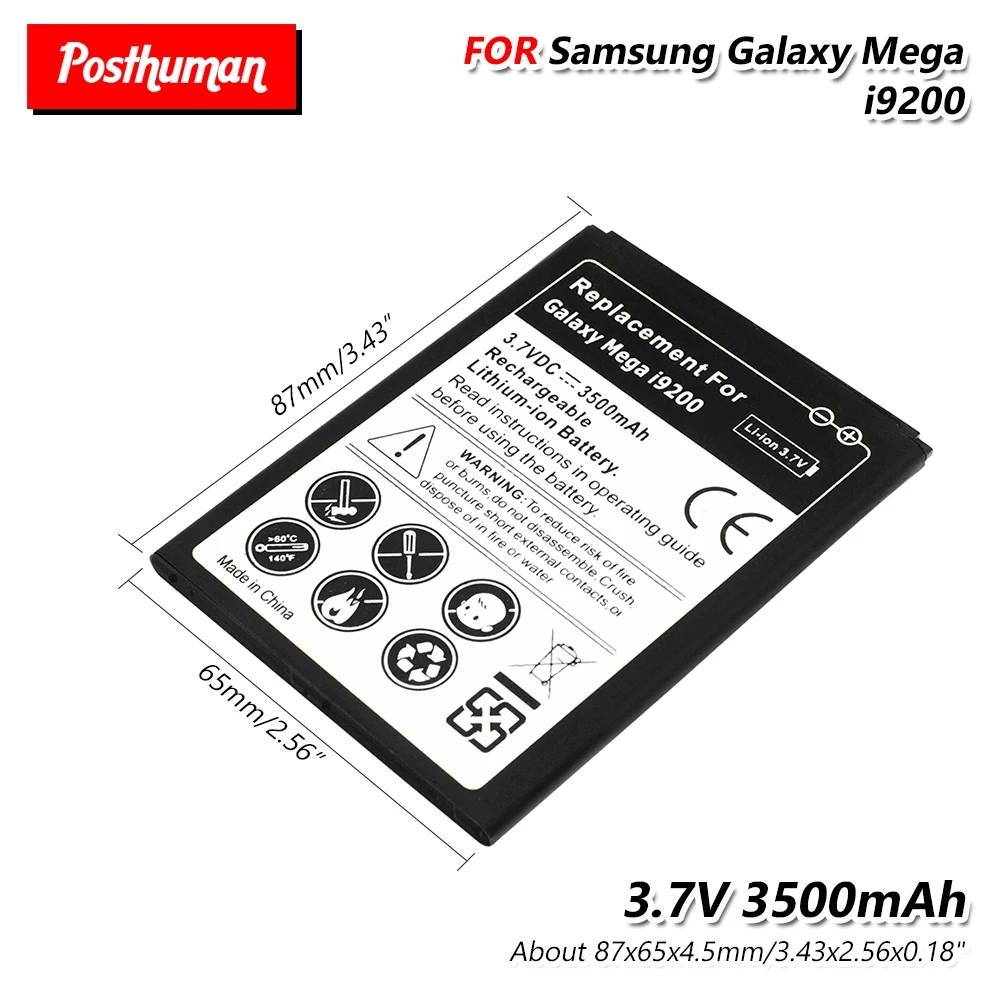 Литий ионный аккумулятор для Samsung Galaxy Mega 3 7 В 3500 мА/ч 6 дюйма I9205 I527 Duos 0 с литий