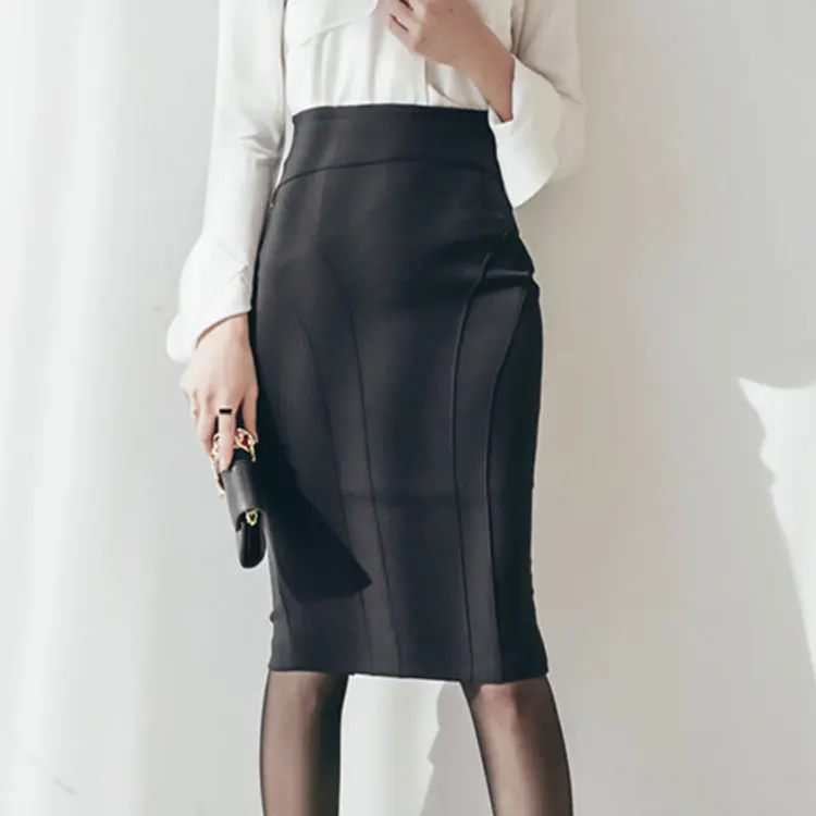 Черная юбка-карандаш для женщин длиной до колена сексуальная Офисная Женская