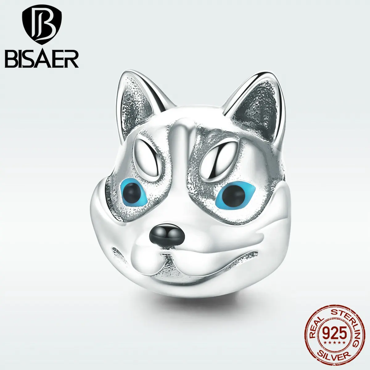 BISAER горячая Распродажа 925 пробы серебряные подвески Huskie Dog Husky бусины для животных браслет подлинные серебряные ювелирные изделия ECC836