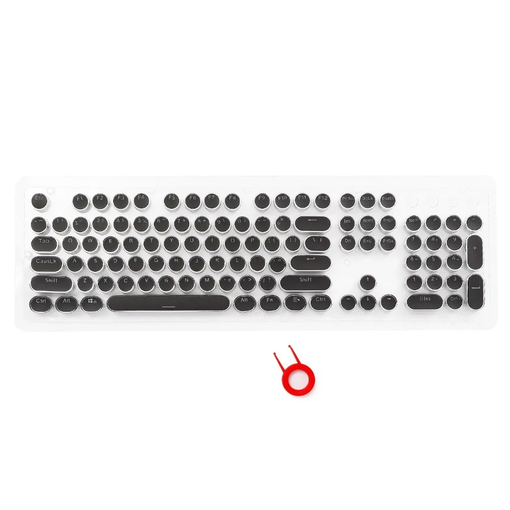 Клавиши для механической клавиатуры с подсветкой в стиле стимпанк "Steampunk Typewriter Keycaps", круглые, двухцветные, из АБС-пластика, 104 клавиши. - Фото №1