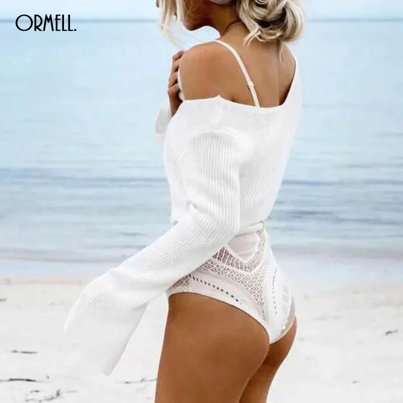 Женский укороченный вязаный свитер ORMELL пуловер с v-образным вырезом и