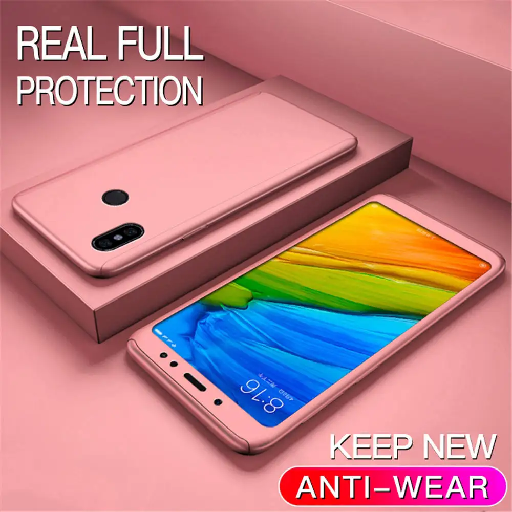 Rose Gold 360 полный защитный чехол для телефона Xiaomi Mi 8 9 SE Mi9 Mi8 Max 3 Redmi K20 GO Note 7 тонкий противоударный чехол из закаленного стекла - Цвет: Rose Gold