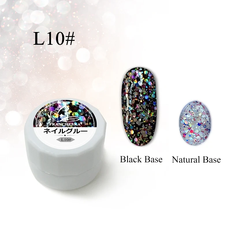 glitter gel L10 Francheska Блестящий Алмазный УФ-гель для ногтей замачиваемый Полупостоянный гель лак Блестящий лак Эмаль основа верхнее покрытие - Цвет: glitter gel L10