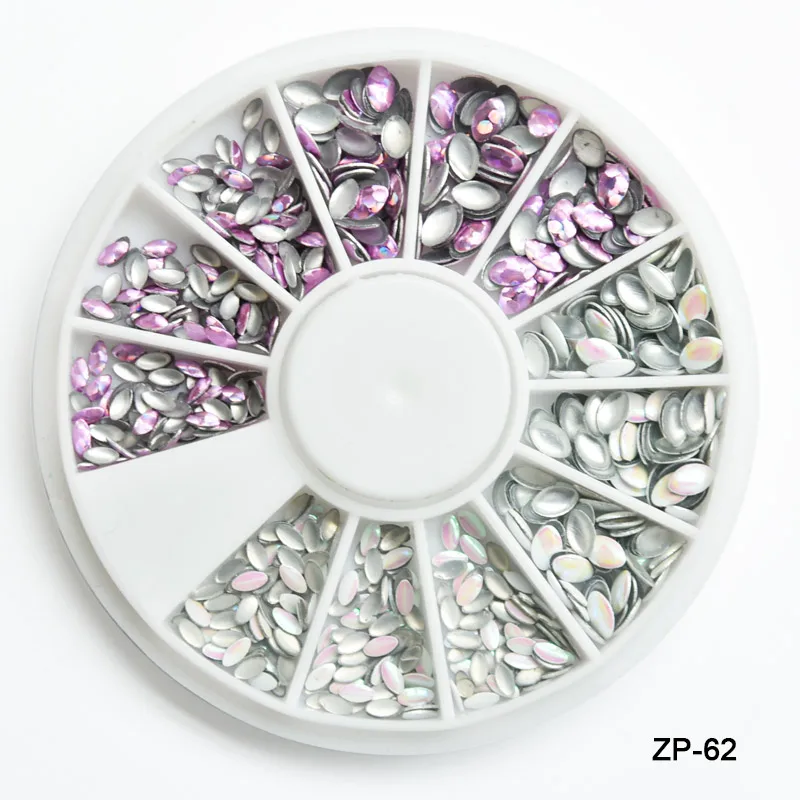 

AB Colors 1 Wheel Mix Strass Nail Art Decorations Metal Sequins Nails Art Dekor Studs and Spikes for Nail Salon Supplies