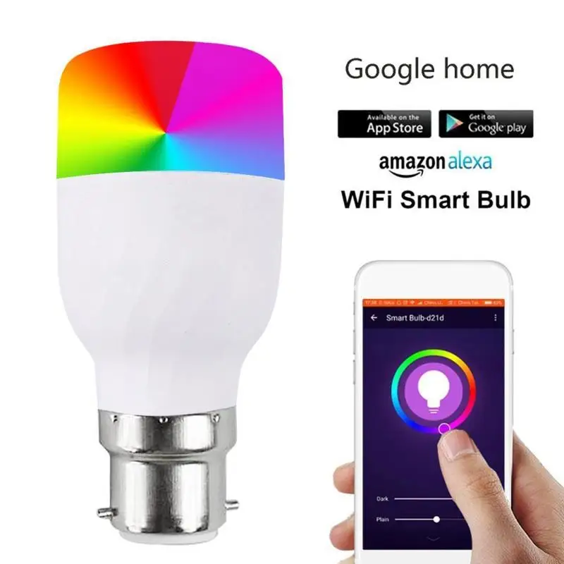 Умная лампа E27 с Wi-Fi голосовым управлением, совместимая с Alexa Google Home Assistant, 7 Вт RGBW, цветной светильник с регулируемой яркостью и таймером, изменяющий цвет