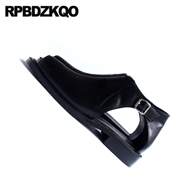 Мужские летние дышащие туфли из натуральной кожи брендовые сандалии с открытым