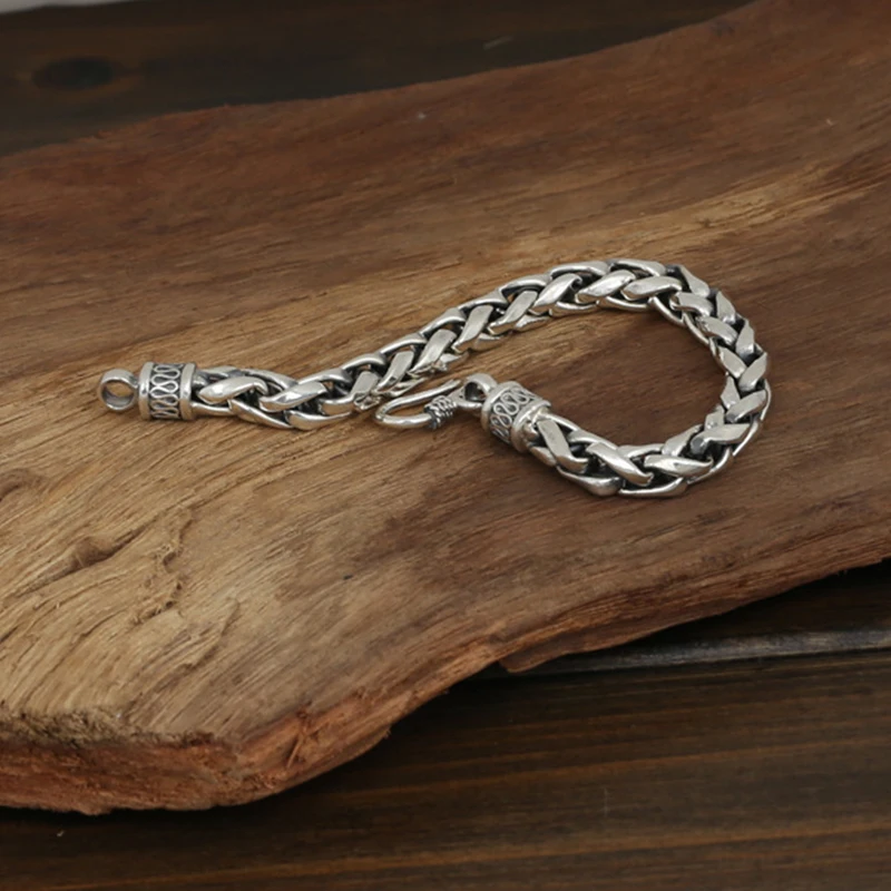 S925 sterling silver men's bracelet personality fashion jewelry handmade retro double leading shape 2018 new gift to send lover |