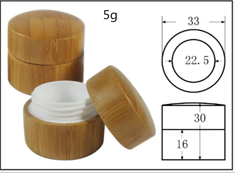 

50ps 5g bamboo container Plastic wood Cream Jar, cream jars cosmetic packaging Empty bamboo plastic Cosmetic jar with lid reuse