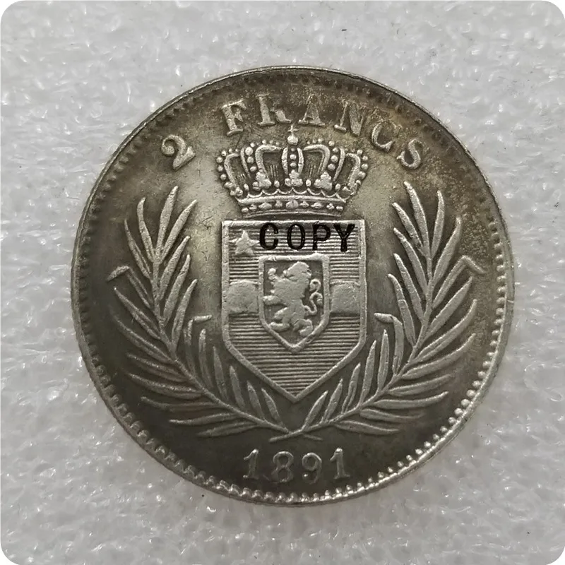 1887,1891, 1894,1896 2 франка, копия монет, памятные монеты-копии монет, медаль, коллекционные монеты - Цвет: 1891 2 FRANCS