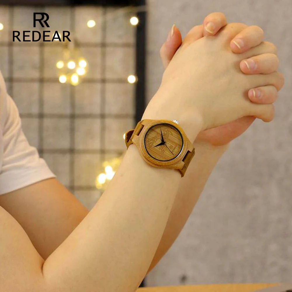 Часы REDEAR OEM His and Her в стиле оленя лося бамбуковые часы для мужчин роскошные кожаные