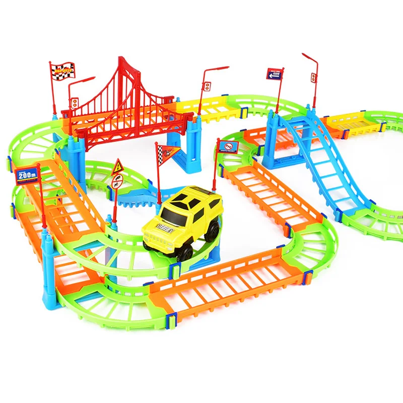 DIY 3D игрушка для мальчиков Электрический рельс скоростной автомобиль модель