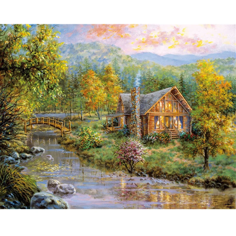 Full Square 5D diy hand made diamond embroidery painting exquisite stitch of mosaic hut picture home decor | Дом и сад