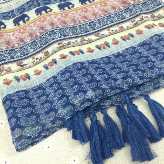 2018 модный Тотем Женский Ретро стиль Lucky Elephant тонкий хлопковый шарф женский