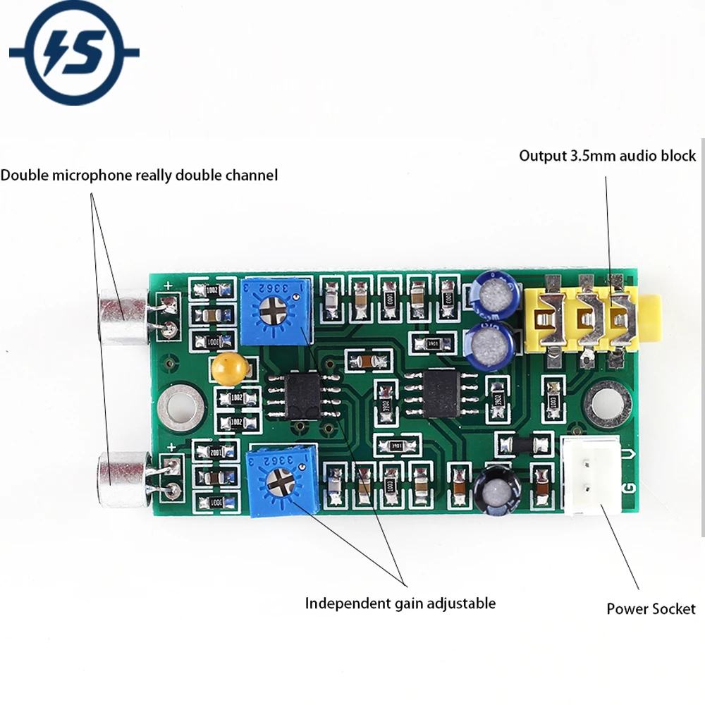 2-канальный программируемый модуль усилителя звукового захвата 5 в постоянного
