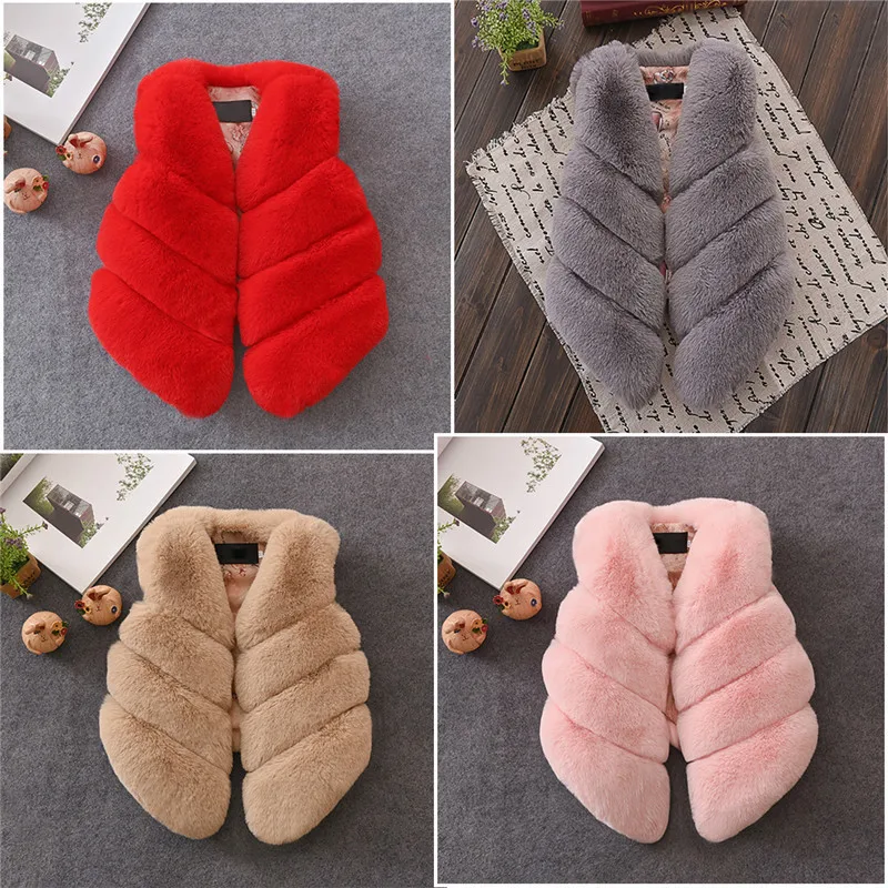 Детский жилет 2018 из искусственного меха для маленьких девочек утепленное пальто