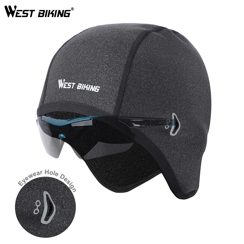 WEST BIKING велосипедные шапки, Зимние флисовые уличные спортивные MTB велосипедные головные уборы, снежные шапки с черепом, шлемы для мужчин и женщин, Непродуваемые шапки