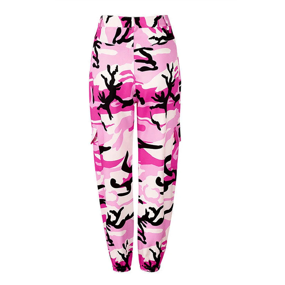 Розовый Pantalon Femme, свободные сексуальные штаны, женские камуфляжные панковские брюки, розовые камуфляжные оранжевые фиолетовые розовые спортивные штаны, мешковатые штаны для хип-хопа - Цвет: Розовый