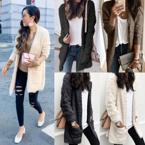 Женское плюшевое пальто 2019 осень зима толстые теплые пушистые длинные меховые с