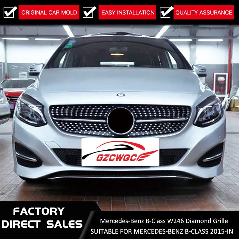 Алмазная решетка черный серебристый для Mercedes Benz B class W246 передний бампер гоночный