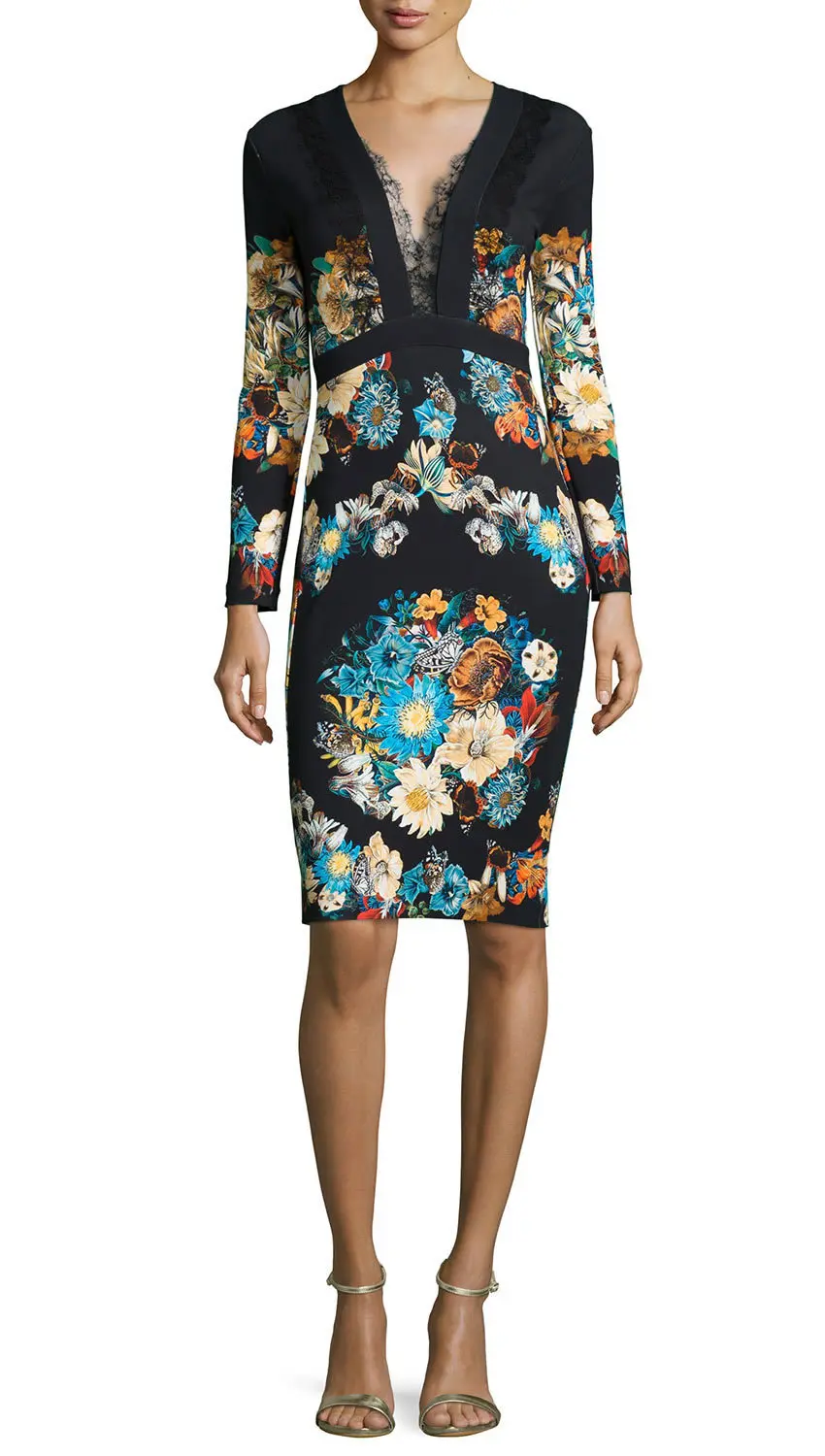 Женское винтажное платье-футляр с цветочным принтом и кружевом | Женская одежда