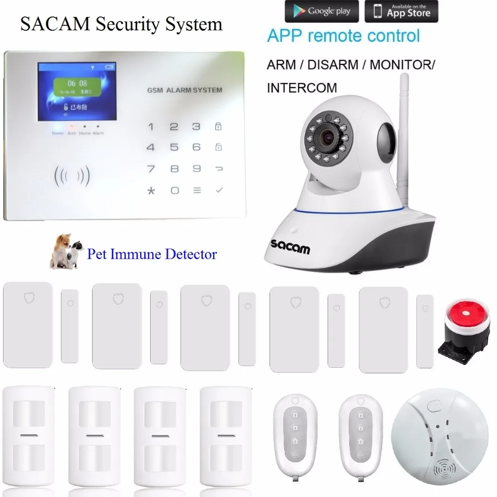 

WiFi Wireless GSM Alarm System Camera Home Security System DIY Surveillance Kit App Phone Control IP Cam with PIR Motion Sensor
