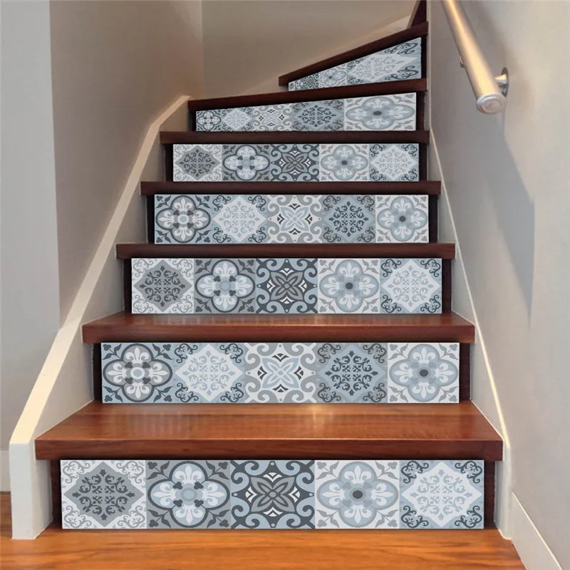 

Self-adhesive staircase stickers DIY Mediterranean style pattern stickers staircase stickers stair decoration Home decoration