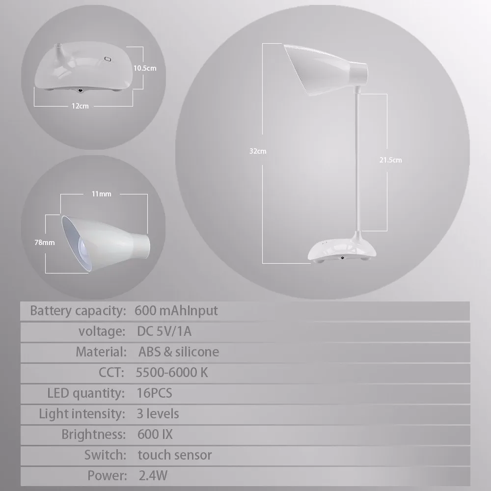 Гибкий светодиодный настольные лампы сенсорный выключатель современная