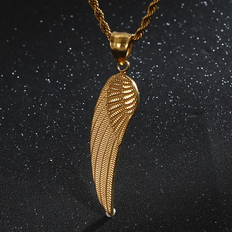 Kalen New Stainless Steel Pendant Necklaces For Men Gold/ Angel Wing Link Chain Chokers Male Women Jewelry Summer Gifts | Украшения и