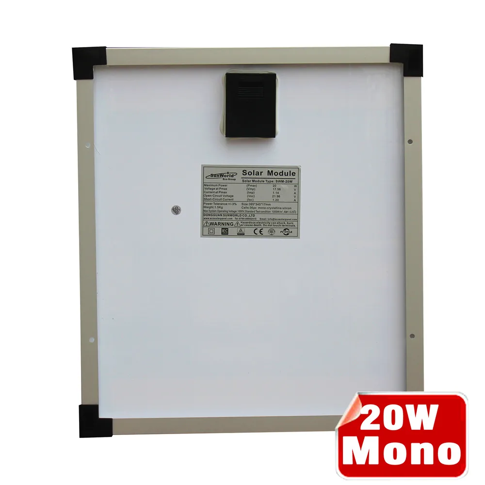 20W Solar Panel or 20 watt solar module to charge 12V battery by Germany mono cells for light power system-freeship |