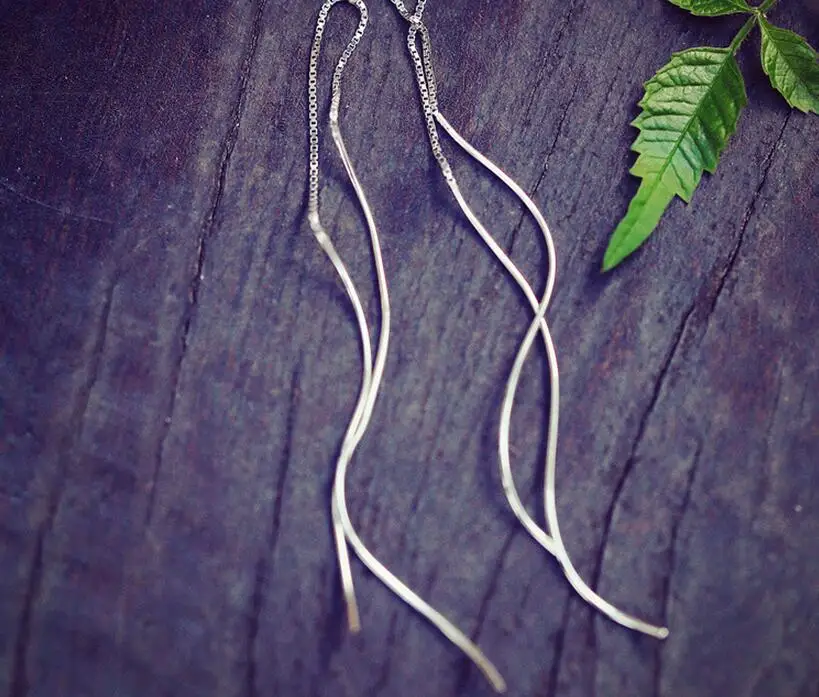 Женские серьги с кисточками Простые Длинные из стерлингового серебра 925 пробы