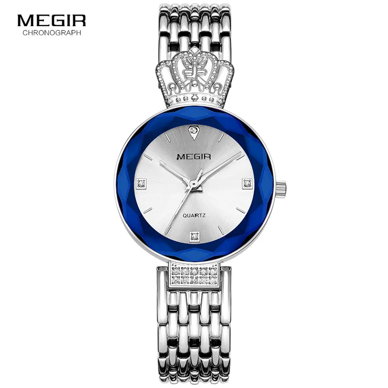 MS4216L-Blue Megir Quartz часы для женщин медный металлический браслет ремешок простые Роскошные наручные часы женские часы 4216 фиолетовый - Цвет: MS4216L-Blue