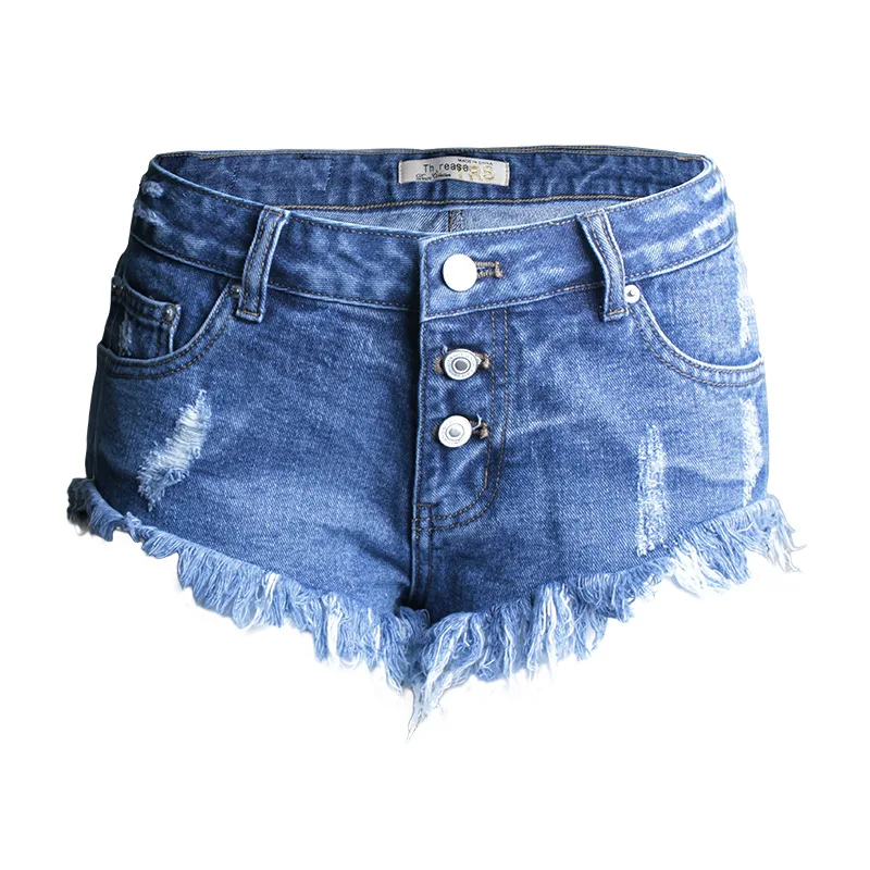 2018 женская одежда со средней талией на пуговицах рваные потертые хлопковые