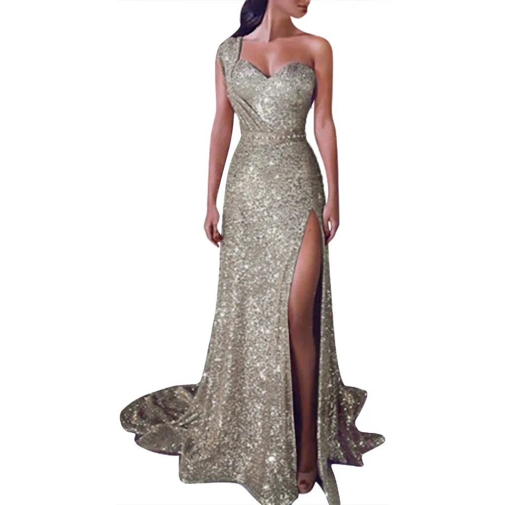party night dress Women Sexy Gold Evening party summer dresses Sequin Prom V Neck Long Dress robe femme 0.4