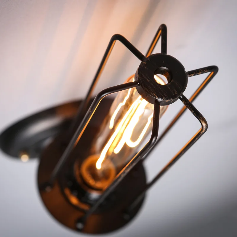 Винтажная грейпфрутовая настенная лампа из кованого железа старинная