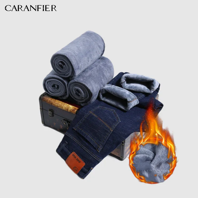 Мужские джинсы с защитой от кражи CARANFIER повседневные Прямые эластичные из хлопка